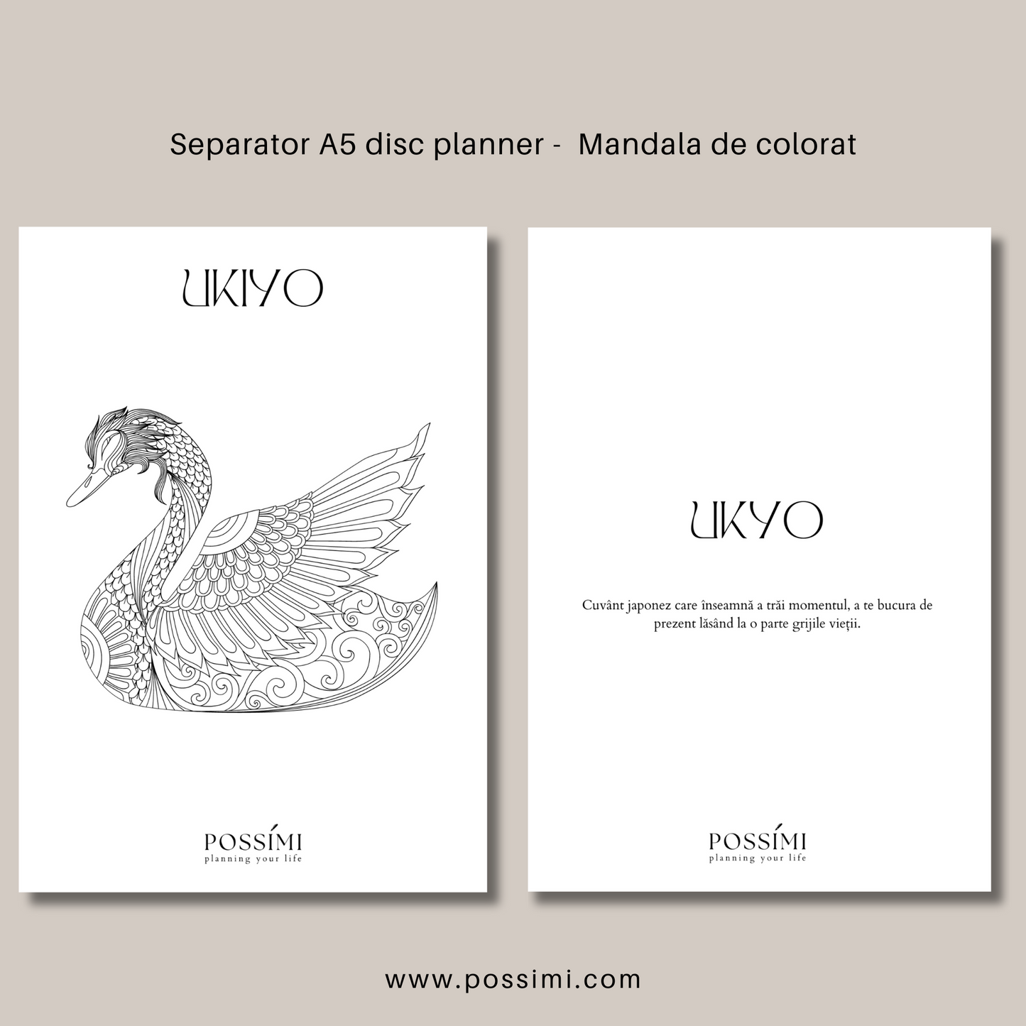 Separatoare ¨FIȘE DE COLORAT MANDALA¨ pentru  planner-ul A5 cu sistem de discuri