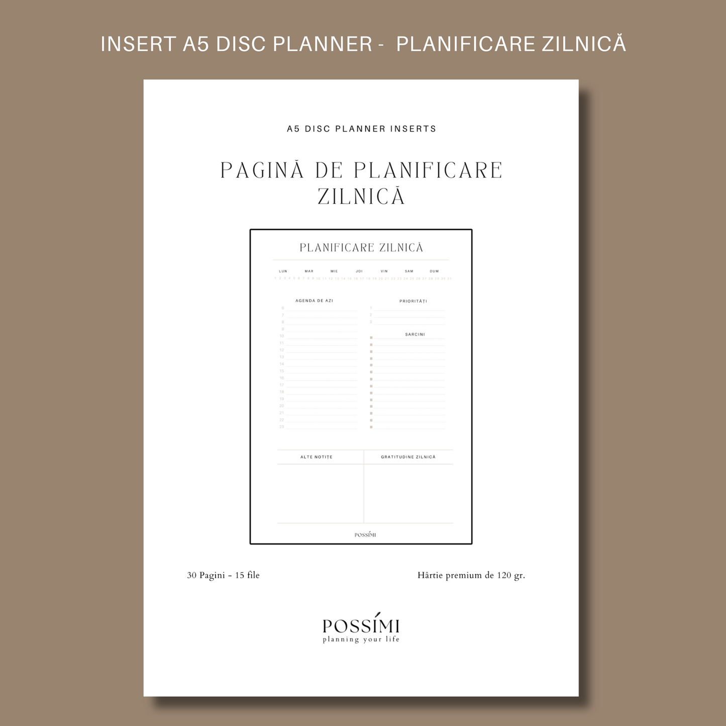 INSERT PLANIFICARE ZILNICĂ