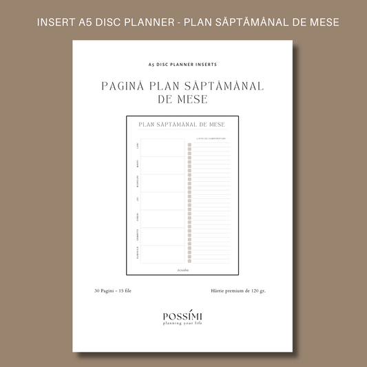 INSERT PLAN SĂPTĂMÂNAL DE MESE