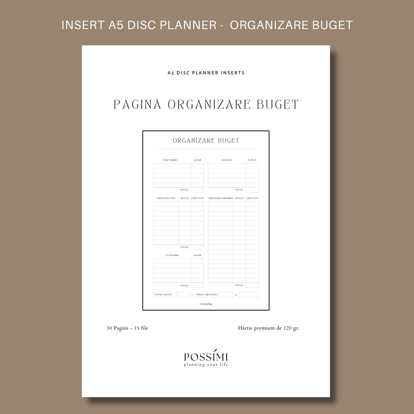 INSERT ORGANIZARE BUGET