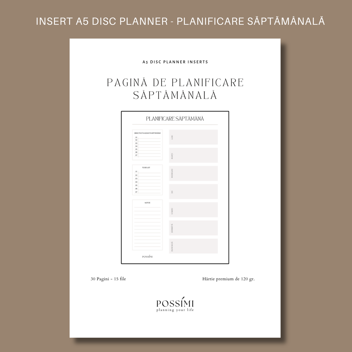 INSERT PLANIFICARE SĂPTĂMÂNALĂ