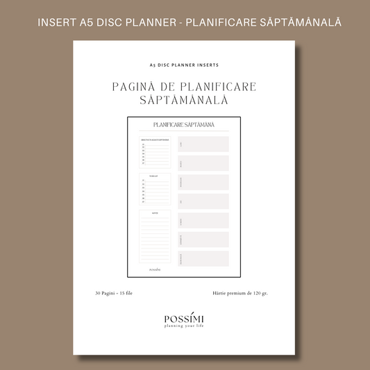 INSERT PLANIFICARE SĂPTĂMÂNALĂ