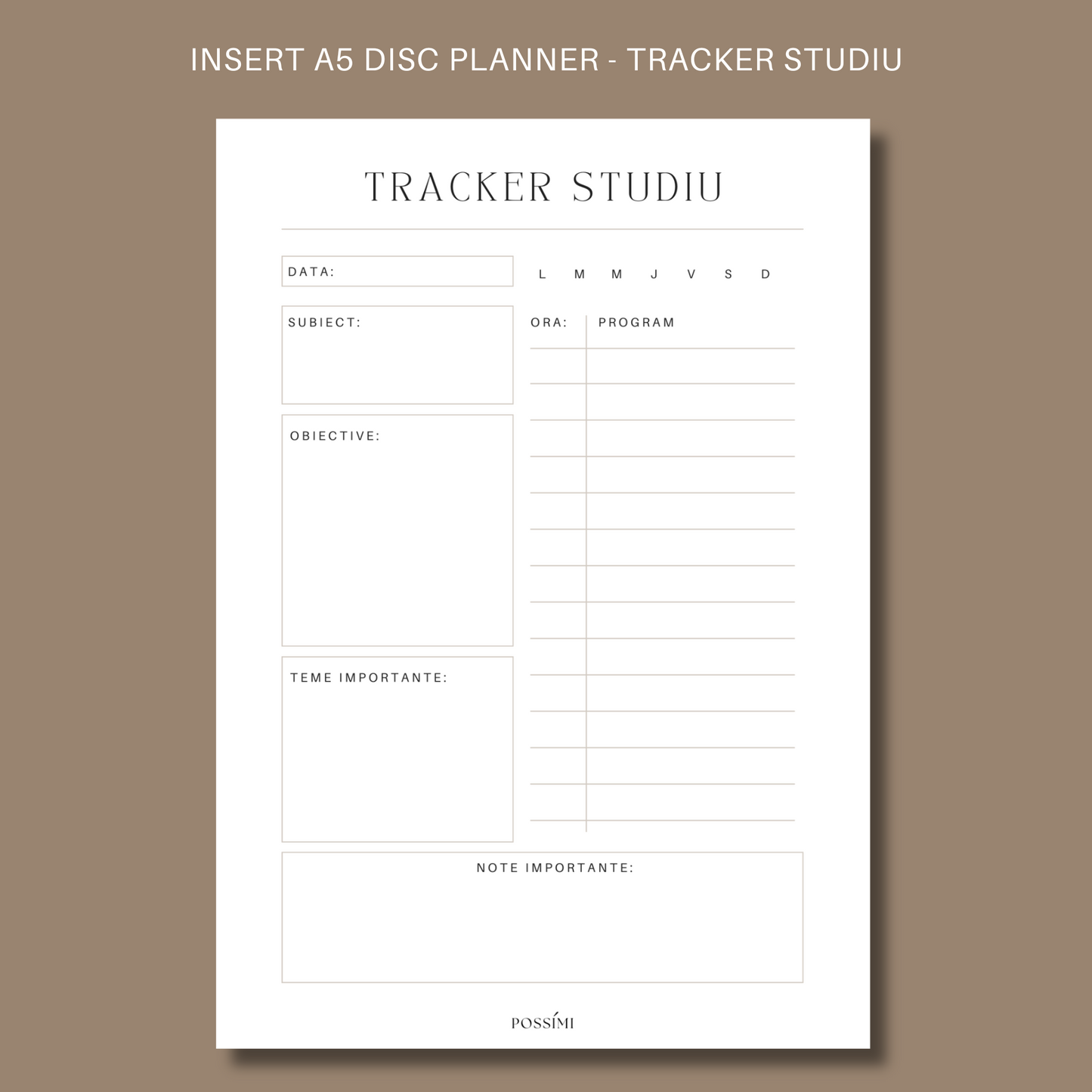 INSERT TRACKER STUDIU