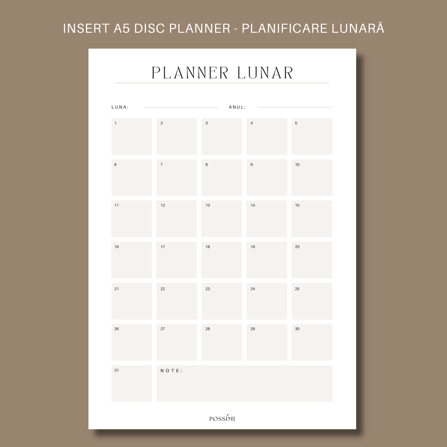 INSERT PLANIFICARE LUNARĂ