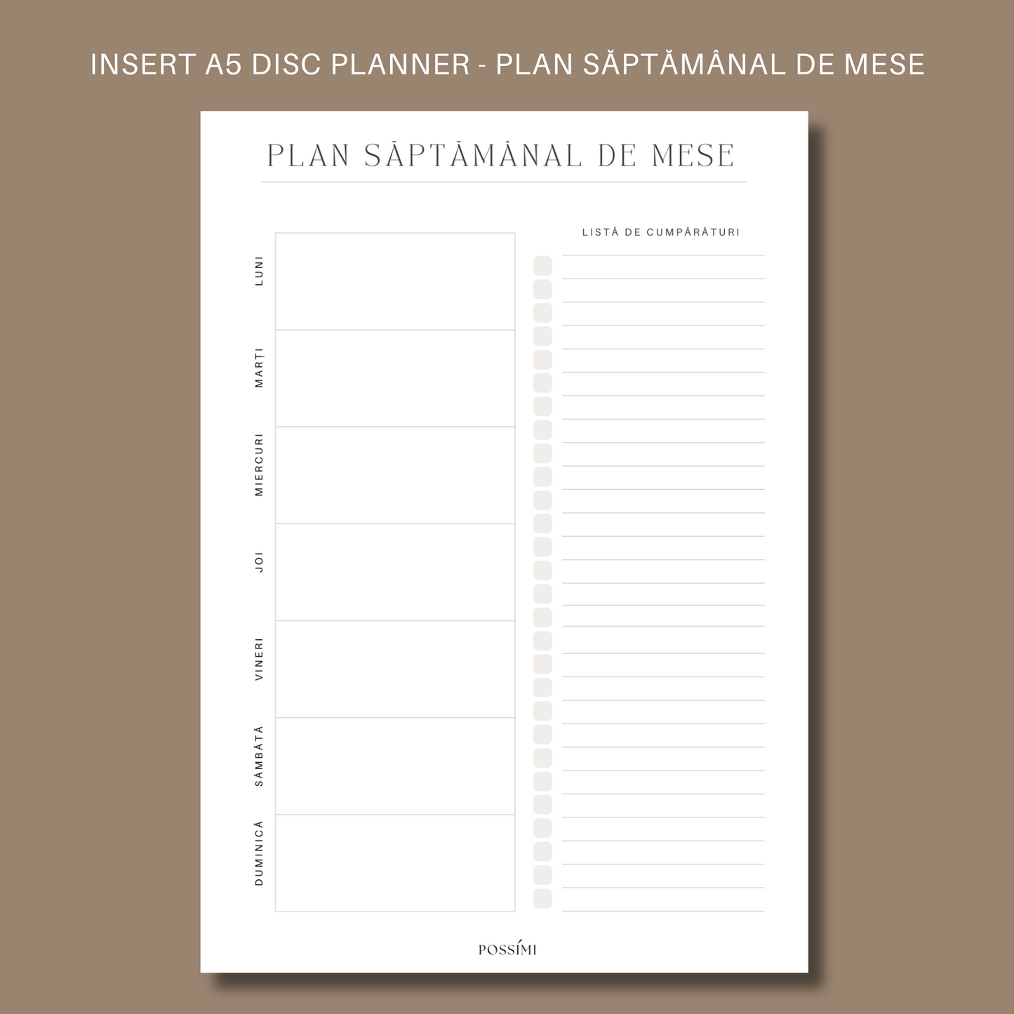 INSERT PLAN SĂPTĂMÂNAL DE MESE