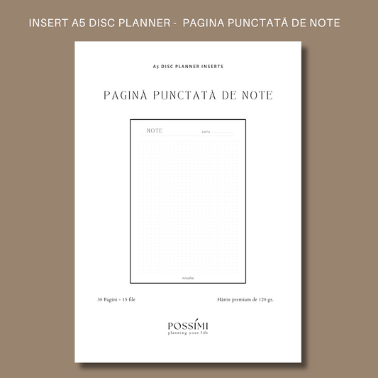 INSERT PAGINĂ PUNCTATĂ DE NOTE