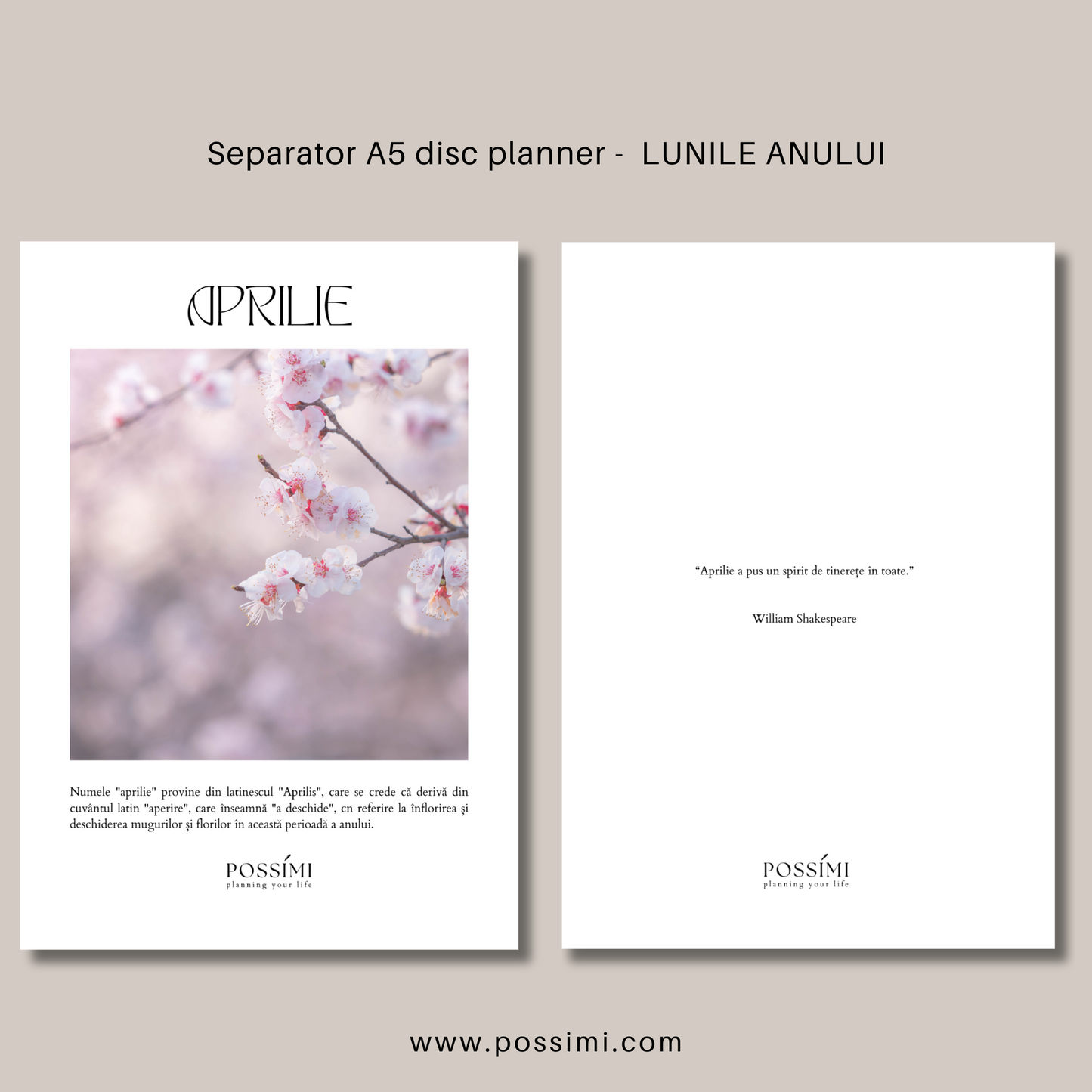 Separatoare ¨LUNILE ANULUI¨ pentru  planner-ul A5 cu sistem de discuri