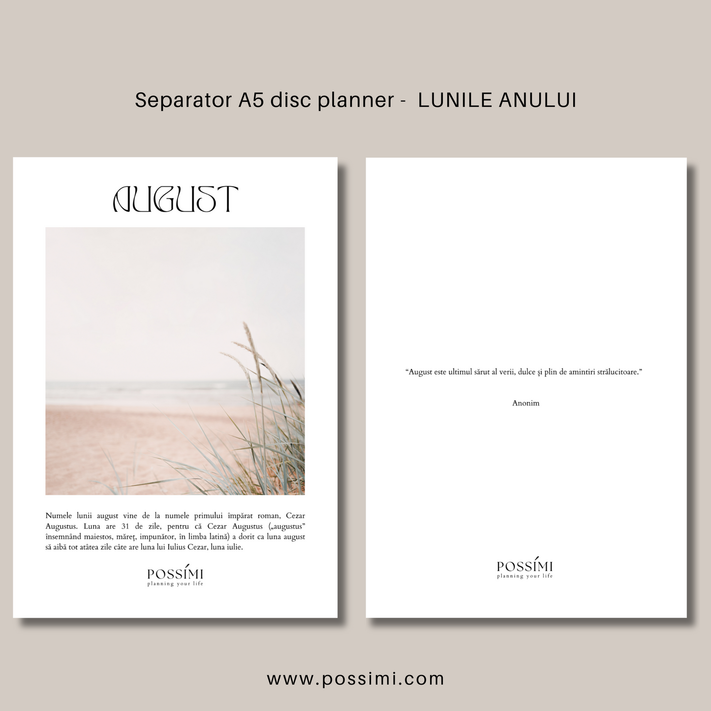 Separatoare ¨LUNILE ANULUI¨ pentru  planner-ul A5 cu sistem de discuri